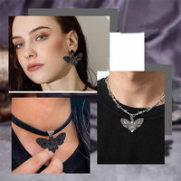 Papillon de nuit gothique Halloween crâne squelette tête breloques insecte volant breloque pour la fabrication de bijoux collier boucles d'oreilles bricolage artisanat fournitures