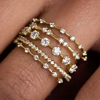 Bagues de mariage multicouches en zirconium pour femmes-Accessoires de luxe en plaqué or pour les doigts-Bijoux délicats tendance