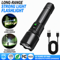 Lampe torche télescopique à laser blanc 30W, 600LM, LED, 5 modes, affichage de la puissance, rechargeable par type C, lampe de camping