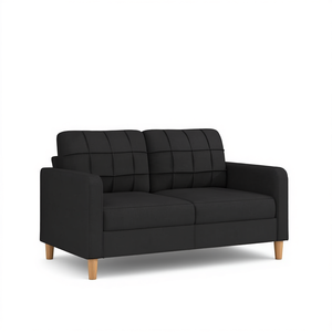 2 Seater Black Living Room Sofa Polyester <b>Foam</b> Filled Modern Tufted Design Cushion Back <b>Padded</b> Arms - Product Image 1