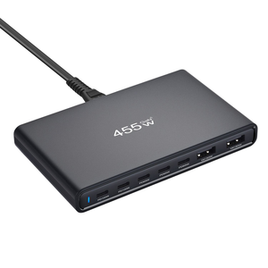 Station de charge murale GaN PD 455W avec concentrateur USB et charge rapide pour ordinateur portable, appareil photo, iPad et smartphones - Modèle de bureau - Product Image 1