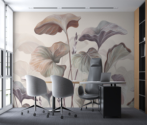 Papel Tapiz Mural de Pared de Seda con Diseño de Hojas Grandes Abstractas Modernas, Impermeable, No Tejido, Tono Neutro, Decoración Boho para Dormitorio y Baño, Fácil de Instalar - Product Image 4