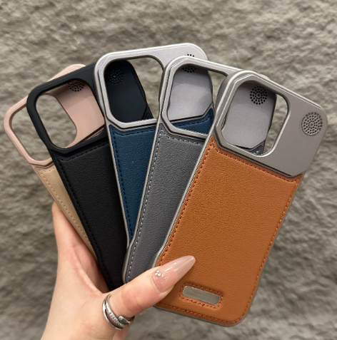 Luxury Aromatherapy Frameless Pu Leather Magnetic Metal Frame Matte Shockproof Phone Case for iPhone 17 16 15 14 13 12 Pro Max