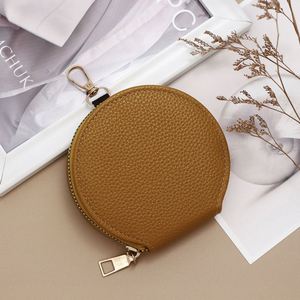 Pu Leather Women Wallet Keychain Zipper <b>Lock</b> Coin Purse Round <b>Portable</b> Mini Hanging Card Holder Key Bag - Product Image 6