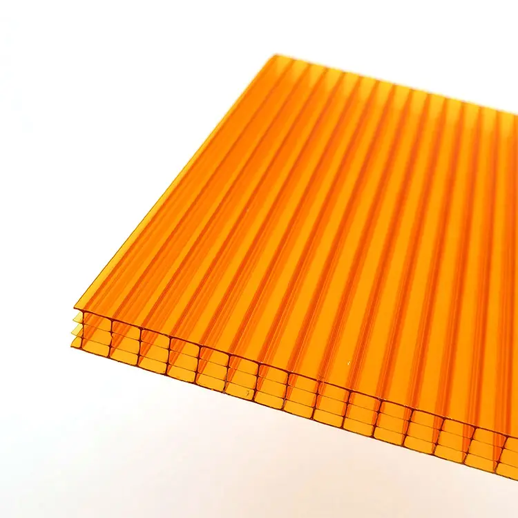뜨거운 판매 벽 장식용 16mm 오렌지 멀티 레이어 폴리 카보네이트 플라스틱 시트