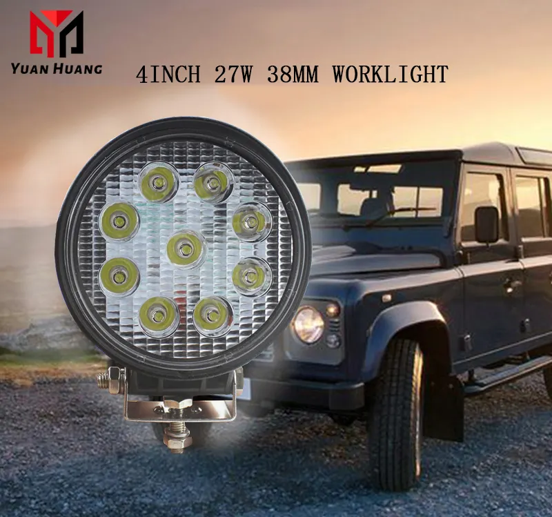 Đèn LED Làm Việc 4 Inch 27W 9 Độ Dày 38 MM Đèn LED Lái Xe Cho Xe Tải 4WD Xe Tải Máy Kéo Thuyền ATV SUV