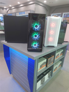 Consola góndola personalizada para <span class=keywords><strong>tienda</strong></span> de juegos, muebles de gama alta con diseño de accesorio de <span class=keywords><strong>tienda</strong></span> de electrónica, <span class=keywords><strong>Playstation</strong></span> Boutique, color gris - Product Image 4