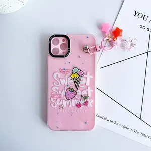 Bright Second-Generation Painted Glue With Bear Pendant Cell Phone Case for iPhonesamsung for Huawei