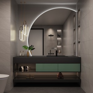 New smart semicircular <b>mirror</b> slate integrated seamless basin bathroom cabinet smart bathroom cabinet - Product Image 6