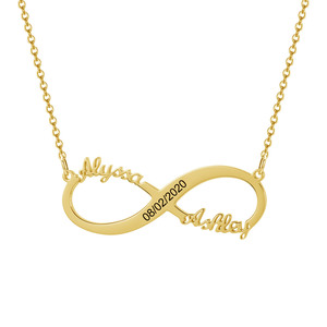 <span class=keywords><strong>Collier</strong></span> en acier inoxydable avec symbole de l'<span class=keywords><strong>infini</strong></span>, personnalisable avec gravure de nom et date, bijoux pour couples, cadeau pour anniversaire ou festival - Product Image 3
