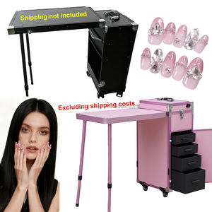 Valigia Pieghevole per Unghie con <span class=keywords><strong>Tavolo</strong></span> e Ruote, Design con Motivo <span class=keywords><strong>a</strong></span> Caramelle, Scrivania Pieghevole per Unghie, Custodia da Viaggio per Cosmetici - Product Image 2