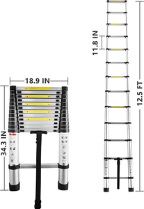 Conversión versátil <span class=keywords><strong>de</strong></span> escalera en A y escalera recta. Unidad compacta y retráctil para mantenimiento del hogar y limpieza <span class=keywords><strong>de</strong></span> ventanas exteriores - Product Image 2