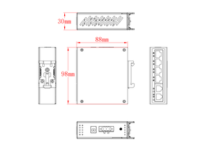 Switch Ethernet Industrial GWS con 4 Puertos RJ45 10/100/1000M y 2 Puertos Uplink Gigabit, con Riel DIN - Product Image 4