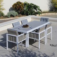 Ensemble de table à manger OSMEN DRESDEN, structure en aluminium, meubles en rotin, ensemble de 7 pièces, table à manger avec 6 chaises pour utilisation en extérieur sur la terrasse