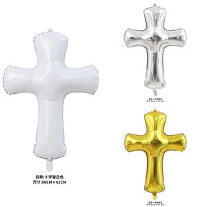 Globo de Aluminio Ecológico en Forma de Cruz, Decoración Navideña Cristiana, Dorado, para Fiestas - Product Image 4