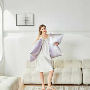 Sarung bantal <span class=keywords><strong>Satin</strong></span> sutra untuk rambut dan kulit sarung bantal selip ukuran Queen penutup bantal halus <span class=keywords><strong>Satin</strong></span> dengan penutup amplop - Product Image 1