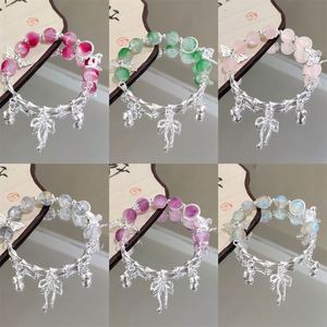 Romantic Style Butterfly <b>Beaded</b> <b>Bracelet</b> Jewelry <b>Bracelet</b> Bowknot Charms Women Bowknot and Bell Crystal Bamboo Bead <b>Bracelet</b> - Product Image 2