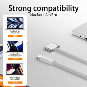 Magnetic USB C To Safe3 Cable For Mbook Pro Air 13 14 16 M2 A2779 A2452 A2780 A2681 30W 67W 96W 140W Charging Cable