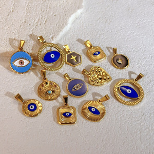 Boho สร้อยคอชุบทอง18K PVD สแตนเลสสตีลสำหรับผู้หญิงสร้อยคอดวงตาสีฟ้ากันน้ำขายส่ง - Product Image 5