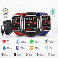 Montre connectée intelligente 530 mAh longue durée avec pompe à air, airbag, mesure de la pression artérielle, ECG, PPG, SpO2, température corporelle, NFC, SOS, appels BLE, montre de santé intelligente