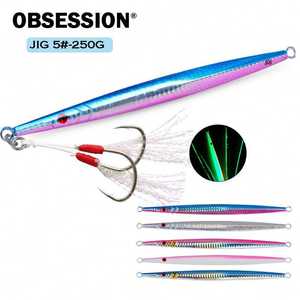 J5 250G Fishing Glow Jigs <span class=keywords><strong>con</strong></span> Assist Hook Jigbait Shore Cast esche in metallo esche artificiali vendita - Product Image 1