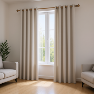 Cortinas Opacas Largas Estilo Hotel con Anillas Plateadas, Material de Poliéster, Instalación en Techo, Apertura Izquierda y Derecha - Product Image 2