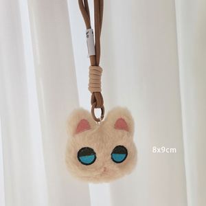 Nouveau Porte-clés Peluche Chat aux Yeux Bleus qui Couine, en Coton PP, Peluche Courte, Mignon Pendentif de Sac Noir, Petite Poupée Personnalisée, Vente en Gros - Product Image 5
