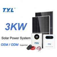 Kit de système d'énergie solaire hybride T.Y.L 3kw avec batterie de stockage Lifepo4 51.2v pour usage résidentiel