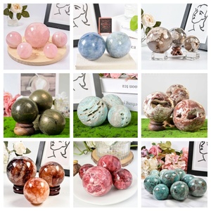 Esferas de Cuarzo Rosa de Alta Calidad al por Mayor, Cristal Natural Pulido, Bola de Ágata de Calcita Azul, para Decoración - Product Image 2
