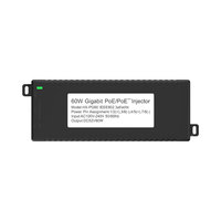 Injecteur PoE Gigabit Standard 60W Modèle HX-PG60 Boîtier Métallique IEEE 802.3af/at/bt Entrée DC52V 100-240V AC pour Caméra IP, Point d'accès WiFi, Moniteur