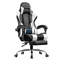 Chaise de jeu de course ergonomique au design moderne en cuir synthétique inclinable pivotant, cuir artificiel pour bureau