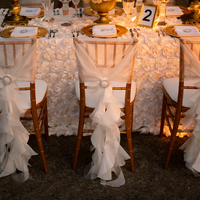 Ruban de décoration pour chaise de mariage en taffetas plissé YT-37 avec nœud en forme de saule bouclé