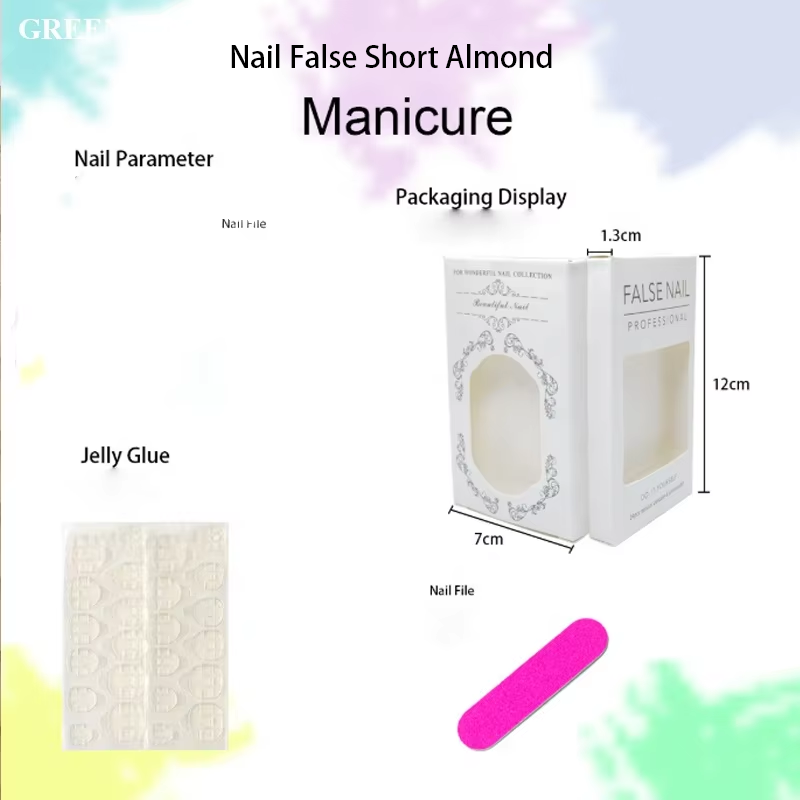 Plastic Wearable Nail False Short Almond Simple Elegant Art Design Durable Reusable Full Cover False Nails