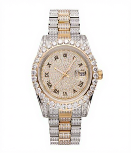 Reloj de Lujo con Diamantes Auténticos, Estilo Hip-Hop, Mecánico Automático, de Acero Inoxidable y Cristal, con Detalles en Oro y Moissanita VVS - Product Image 1