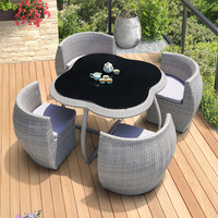 Mobilier d'extérieur de haute qualité étanche hôtel villa rotin osier extérieur patio jardin table chaise ensemble