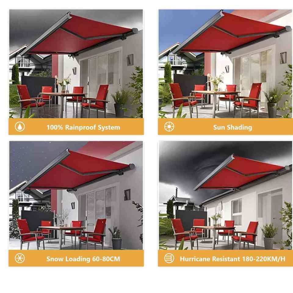 Electric Full Cassette Outdoor Retractable Awning Motorized Patio ...