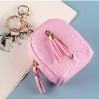 Dompet koin kreatif tas ritsleting kunci gantungan kunci kulit untuk wanita klip anak perempuan tempat casing mobil tas Tote tas sekolah dompet Mini kartu