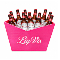 Seau à glace LED en plastique robuste, rose, design unique, empilable, super grand, modèle le plus récent de LiqVis, pour les bars et les événements en plein air