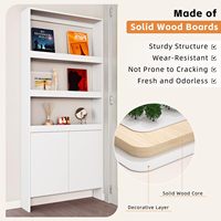 Armoire de rangement ultra-fine dissimulée à 4 niveaux, bibliothèque en bois blanc à placer derrière la porte avec crochets pour la chambre des enfants