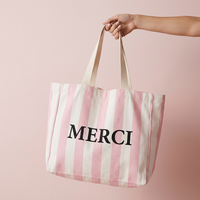 Sac fourre-tout en toile de coton rayé rose et vert, grand format, écologique, personnalisé avec logo, idéal pour la plage et le shopping féminin – Vente en gros directe usine