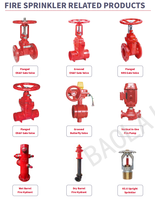 Ensemble de raccords pour sprinklers UL FM ASTM A536 en fonte ductile, peint à l'époxy rouge, comprenant coude rainuré, té, croix, raccord, bride et bouchon
