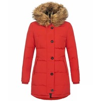 Veste matelassée longue pour femme de haute qualité avec capuche en fourrure, coupe-vent, boutonnée, personnalisable, pour l'hiver
