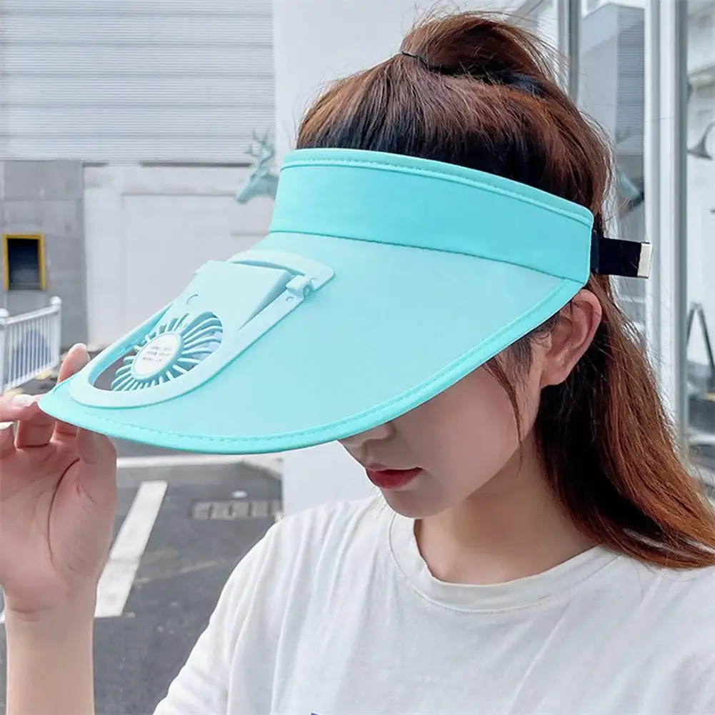 Gorra DE VENTILADOR DE CARGA Usb para niños adultos, sombrero de copa vacío de alero grande para viajes de verano, sombrero de visera superior vacío para hombres y mujeres con ventilador