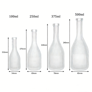 Étiquettes personnalisées 100ml 250ml 350ml 500ml Bouteille <span class=keywords><strong>de</strong></span> vin en verre givré transparent à rayures verticales avec <span class=keywords><strong>bouchon</strong></span> en liège - Product Image 5