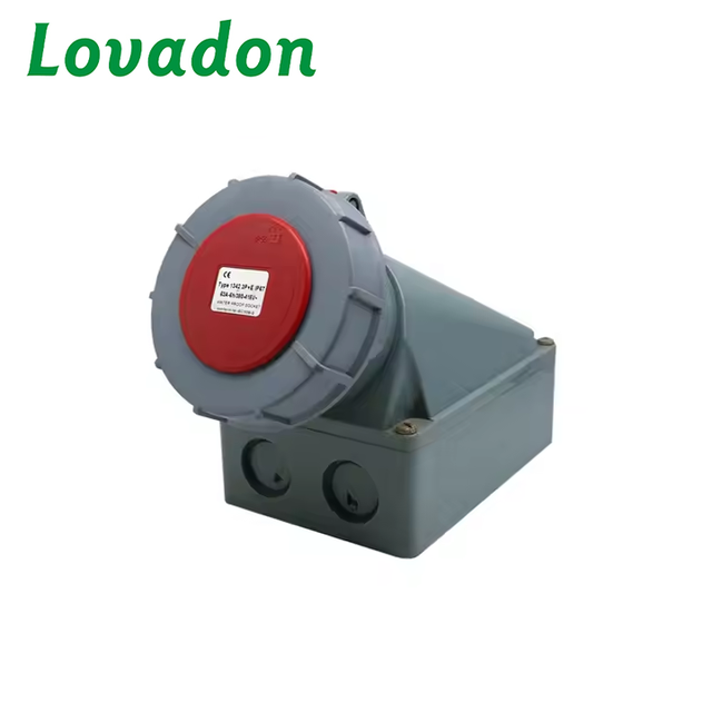 High Quality LOVADON IEC 60309 125Amp Industrial IP67 4Pin Waterproof Plug Socket CE Female 380-415V 3P+E US Standard
