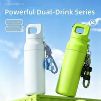 Thermos sport à ouverture rapide en acier inoxydable 316, isolé sous vide, avec cordon, portable, pour hommes et femmes, pour la remise en forme et les activités de plein air