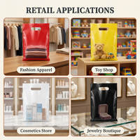 Sac de courses en plastique personnalisé avec logo, brillant, en PE, étanche, à trois soudures latérales, avec poignée découpée, pour boutique et vente en gros