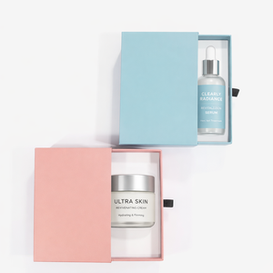 Boîte à tiroir rigide en carton recyclé personnalisée pour cosmétiques, avec insert pour sérum et crème, coffret cadeau, logo personnalisé imprimé, fabricant - Product Image 1