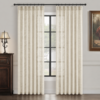 Voilages semi-transparents prêts à poser en tissu plissé effet lin, filtrant la lumière, pour la maison et les pièces.