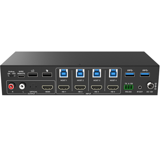 4K60 4x1 HDMI Seamless UHD Video & USB 3.0 KVM Switcher with Multiviewer Control